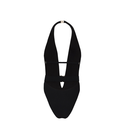 One-piece Swimsuit with Plunging Neck and Belt - Image 4