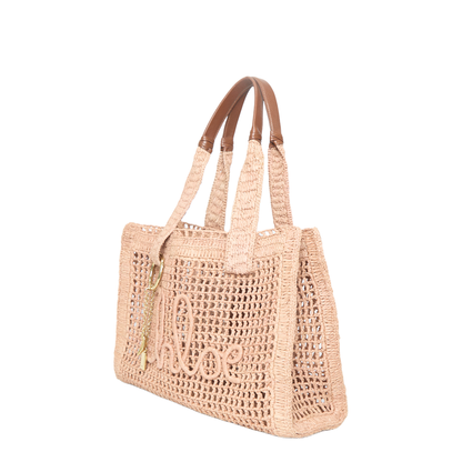 East-West Summer Banana Raffia Tote Bag - Image 3