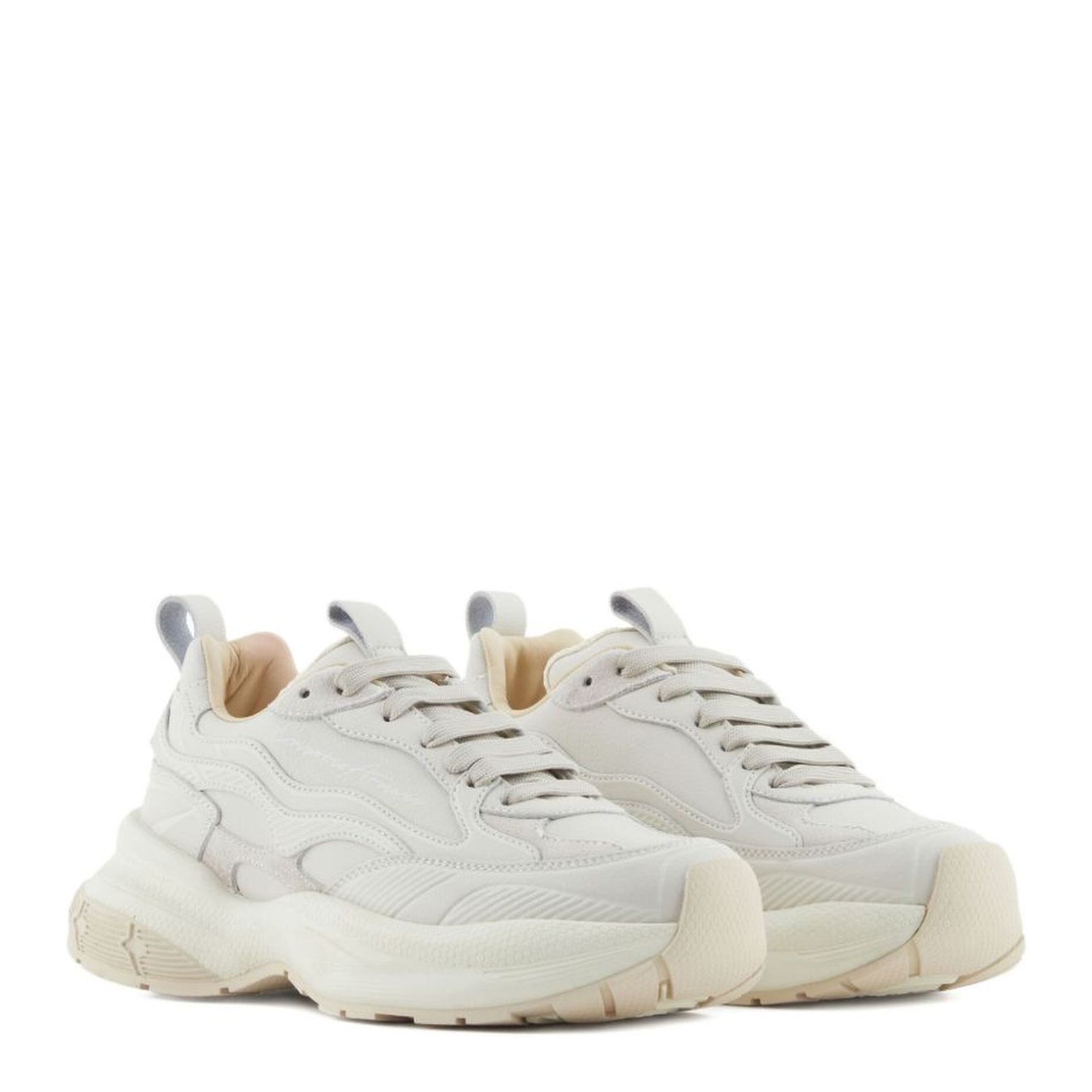 Leather Sneakers with Velvet Details - Image 2