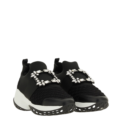 Black and White Leather Embellished Slip-On Sneakers - Image 2
