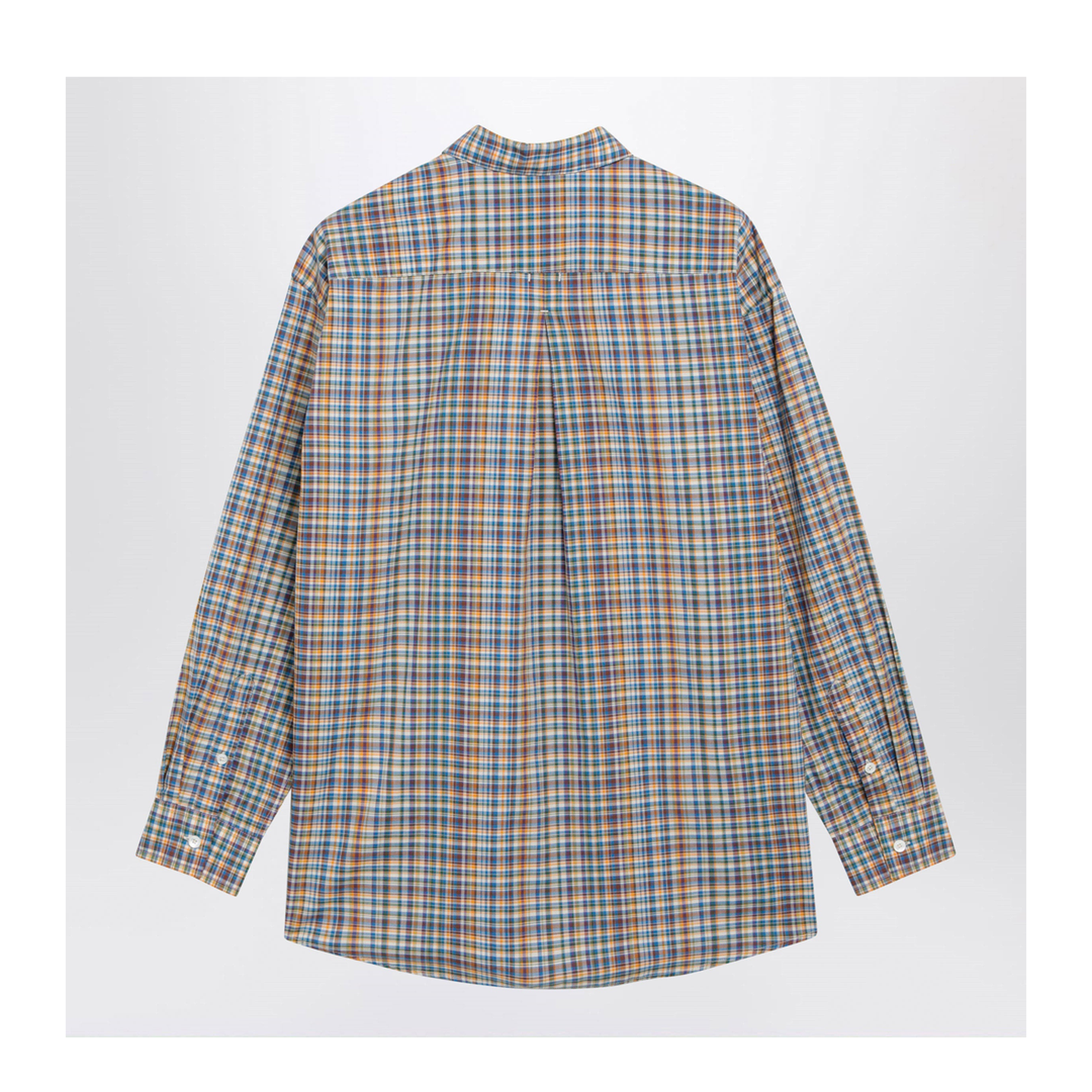 Oversized Checked Shirt in Blue/Orange Organic Cotton - Image 2