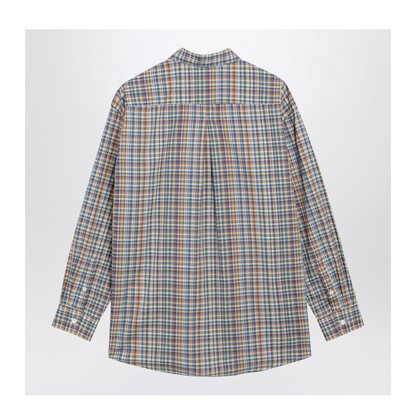 Oversized Checked Shirt in Blue/Orange Organic Cotton - Image 2