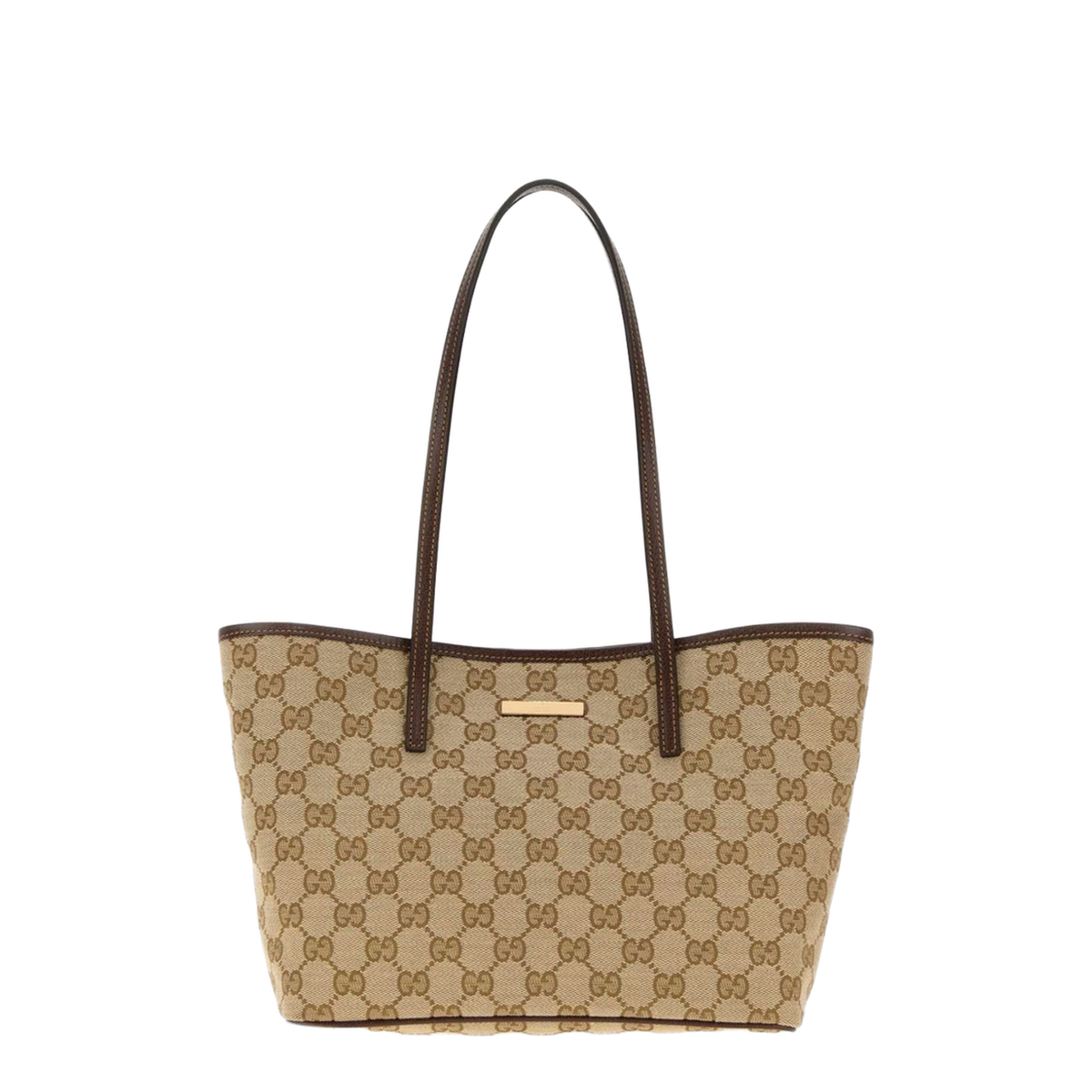 Tribeca Small GG Coated Canvas Tote - Sand & Dark Brown - Image 1