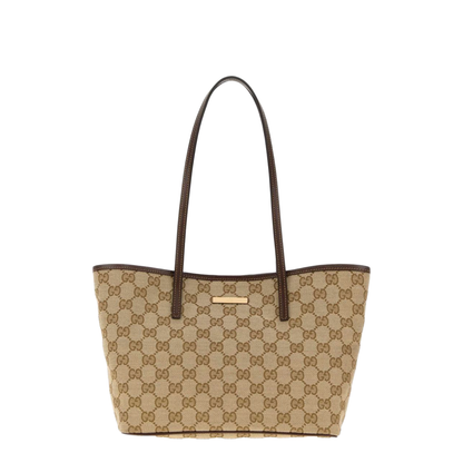 Tribeca Small GG Coated Canvas Tote - Sand & Dark Brown - Image 1