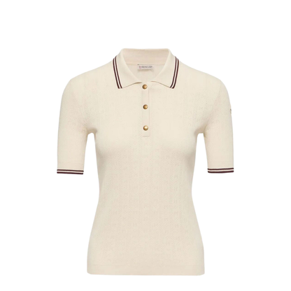 Rhombus and Logo Pattern Cotton Polo Shirt - Image 1
