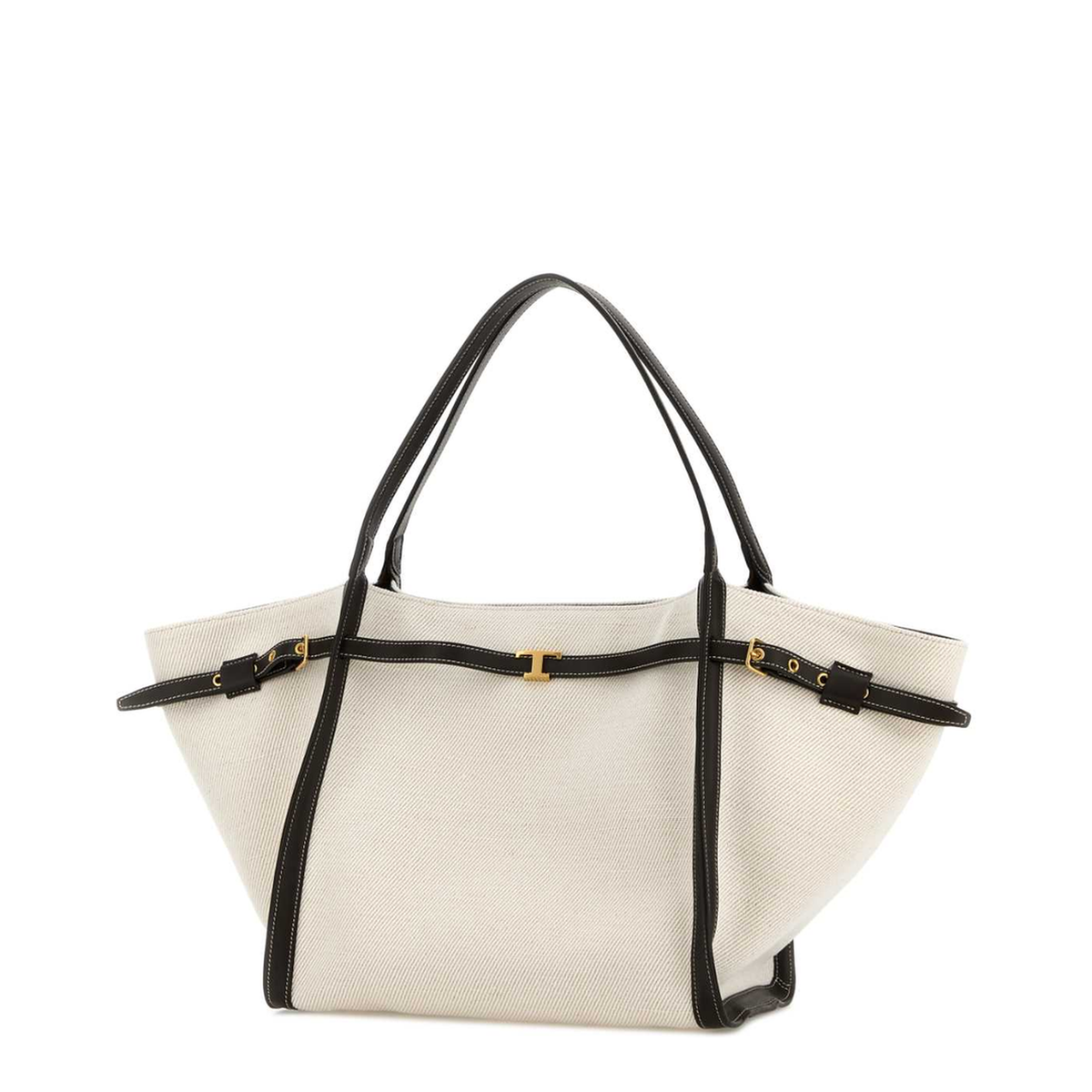 Tim Medium Canvas and Leather Shopping Bag - White/Brown - Image 2