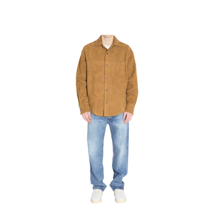 Brown Goat Leather Buttoned Overshirt - Image 5