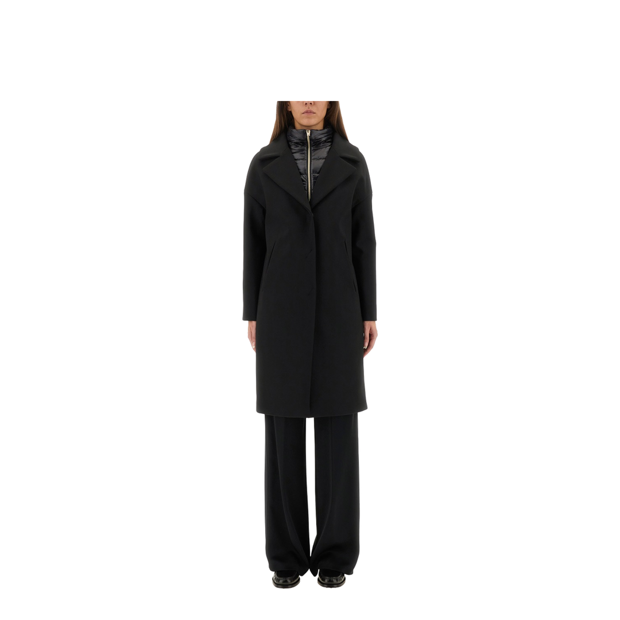 Wool Coat with Technical Bib - Image 1
