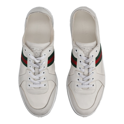 Stretch Low-Top Trainer in White Leather - Image 5