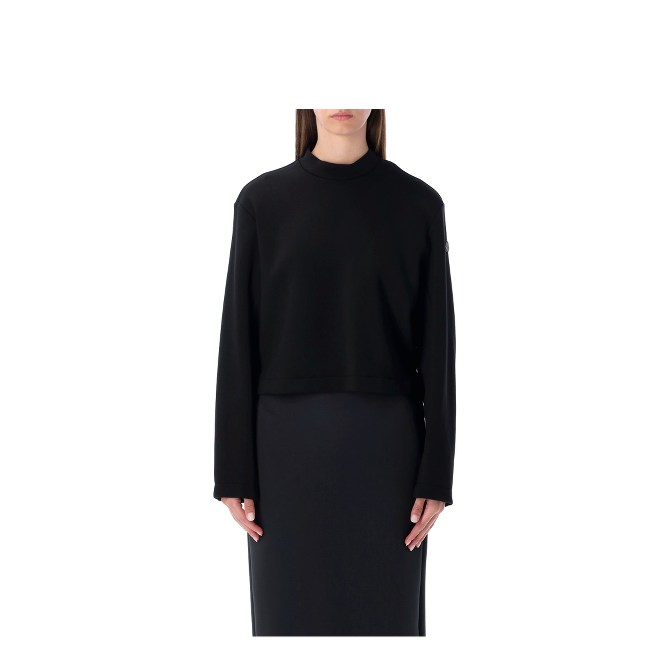 Black Sweatshirt with Asymmetric Hem - Image 1
