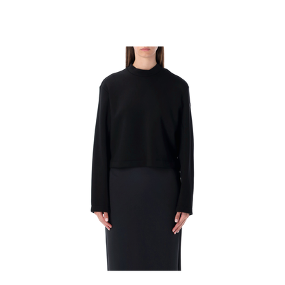 Black Sweatshirt with Asymmetric Hem - Image 1