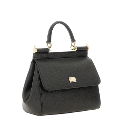 Sicily Small Calfskin Handbag - Black - Image 7