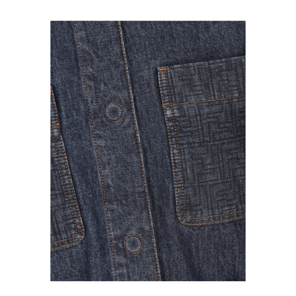 Go-To Denim Shirt Jacket with Quilted Motif - Image 4