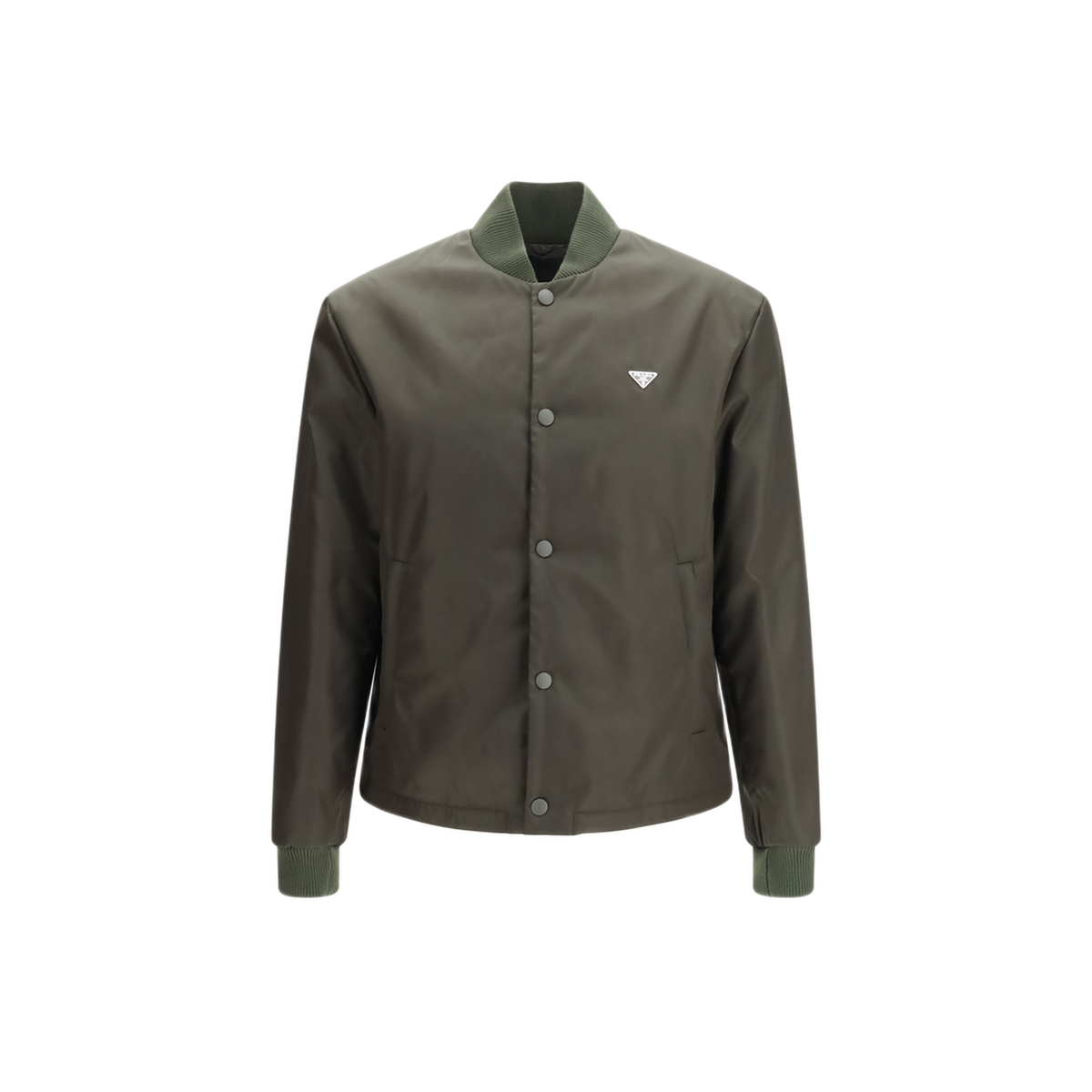 Bottle Green Nylon Bomber Jacket - Image 1