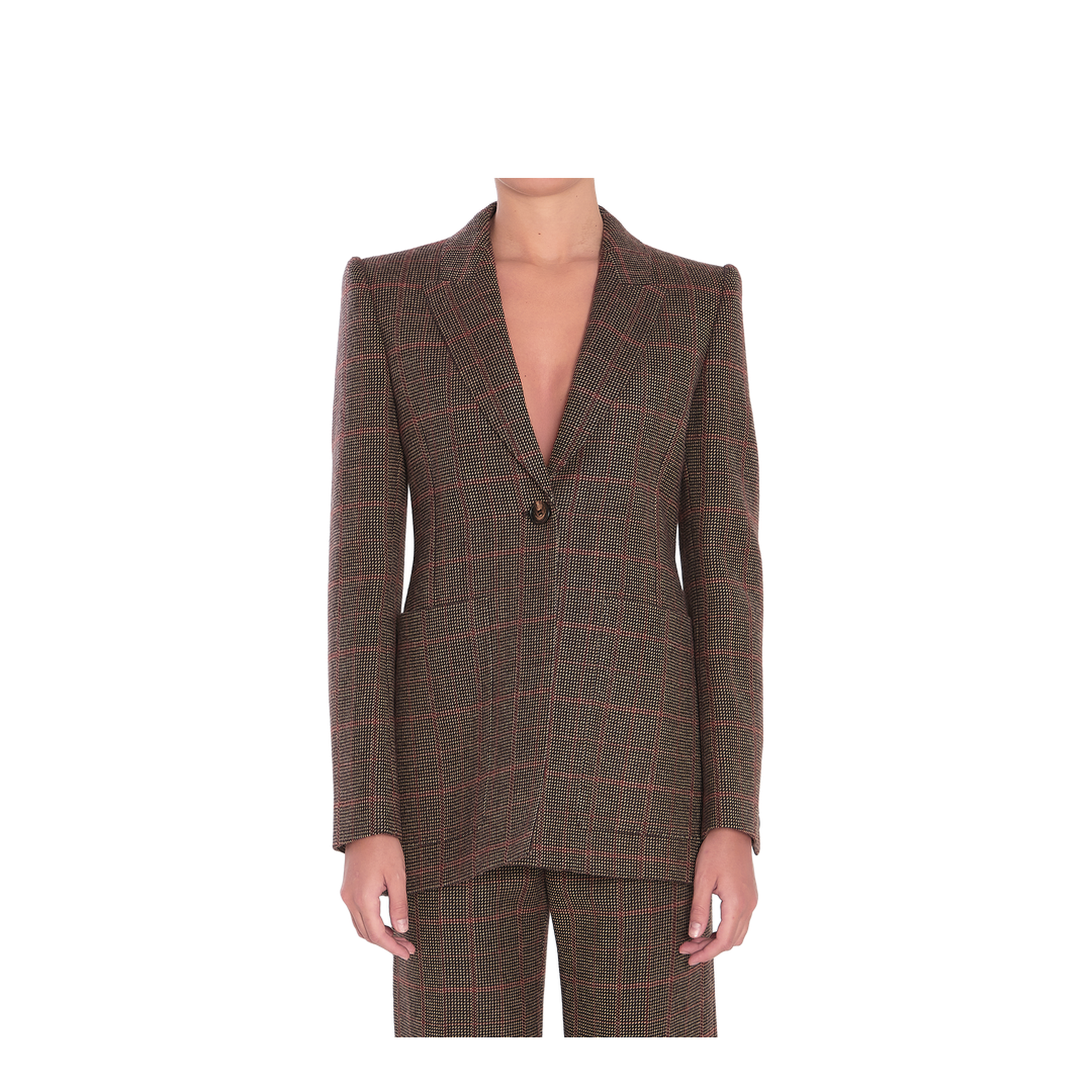 Check Wool Blazer Brown - Image 1