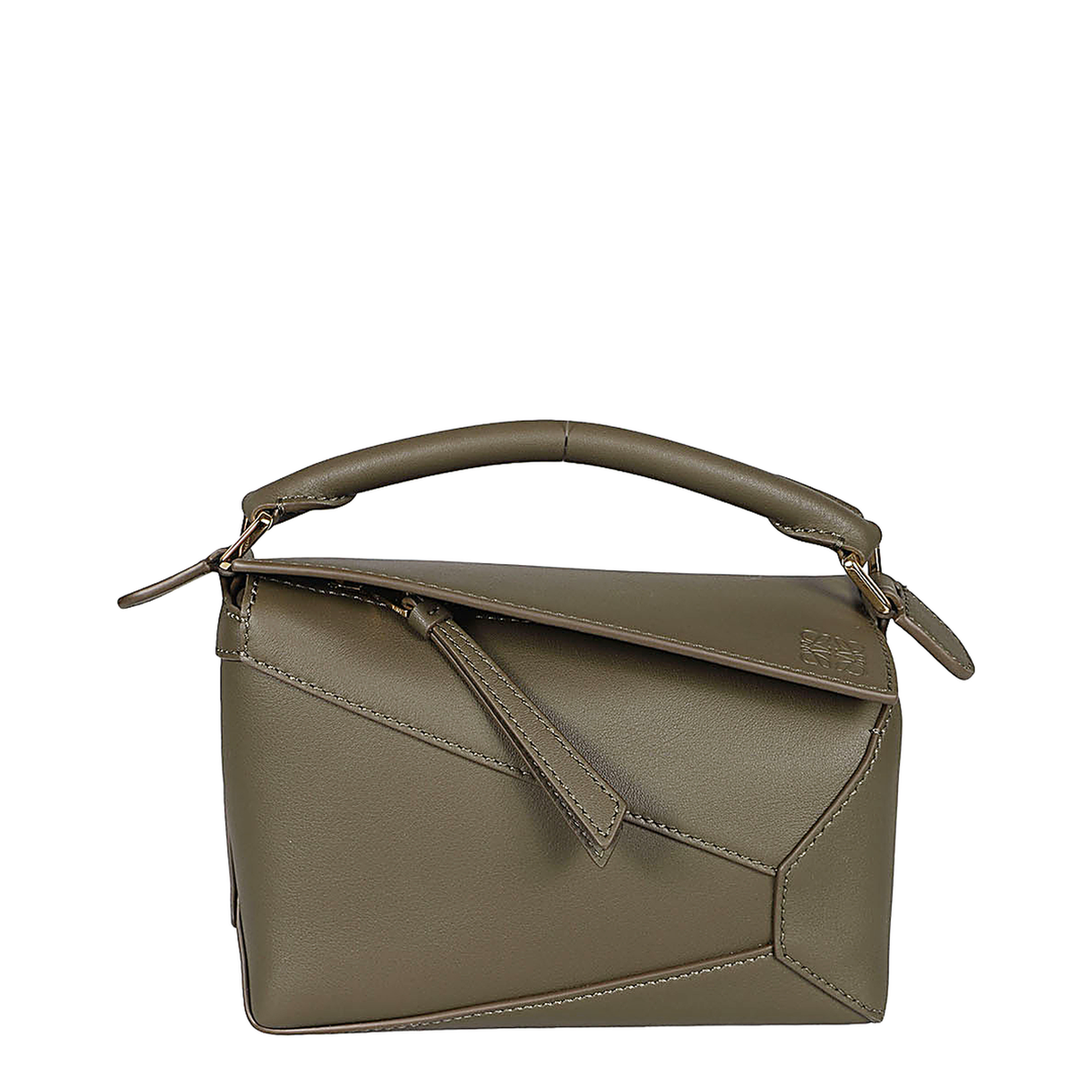 Mini Puzzle Shoulder Bag - Dark Khaki Green - Image 1