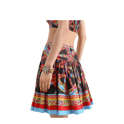 Mini Skirt in Poplin Carretto Print - Image 3