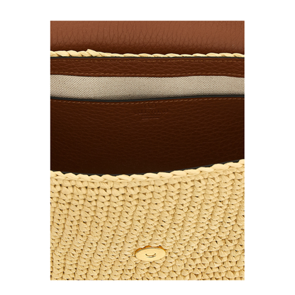 Alltime Raffia & Calfskin Shoulder Bag - Selleria Brown/Natural - Image 3