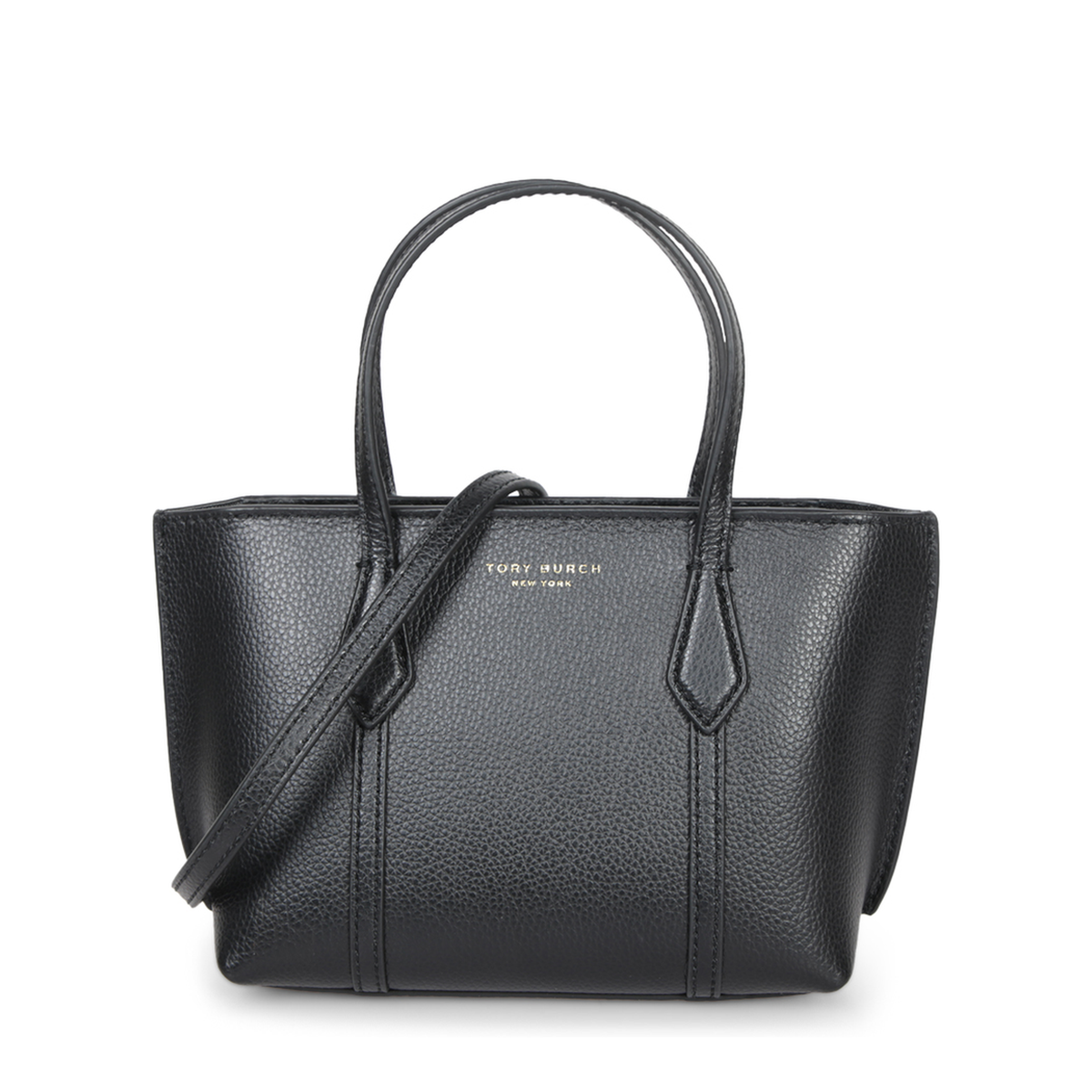 Perry Mini Calf Leather Tote - Black - Image 1