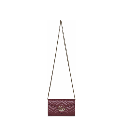 Wallet on Chain in Rosso Ancora Red Leather - Image 1