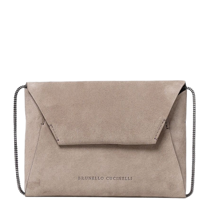 BC Duo Mini Suede Clutch - Light Grey - Image 4