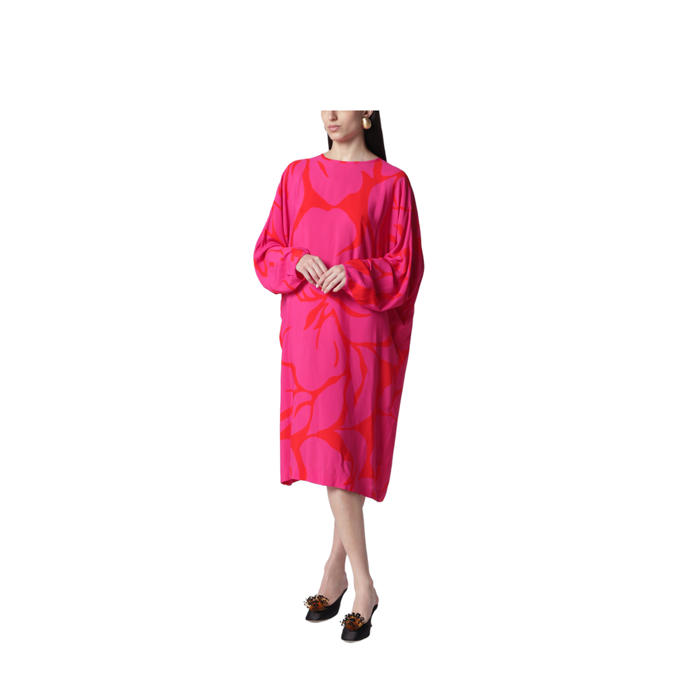 Dress with Fuchsia Print in Viscose - Image 1