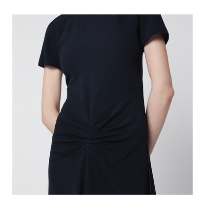 Blaire Dress with Gathered Waist in Navy Blue - Image 2