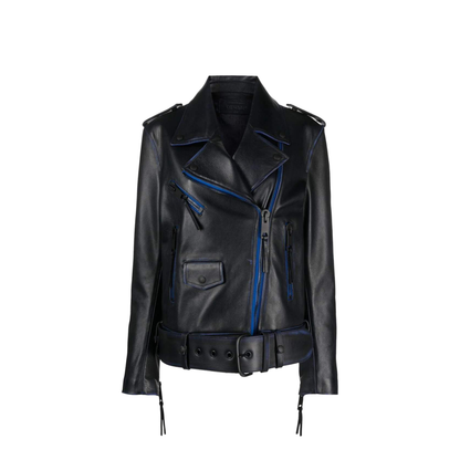 Contrast-Trim Leather Jacket - Image 1