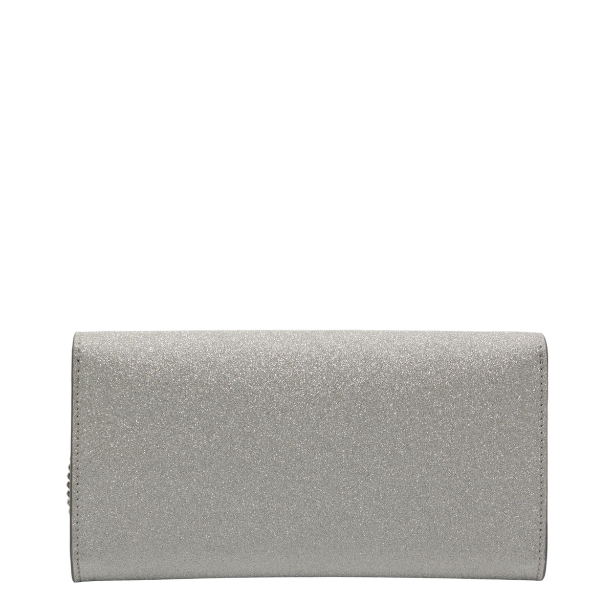 Emmie Small Fine Glitter Leather Clutch - Silver - Image 6