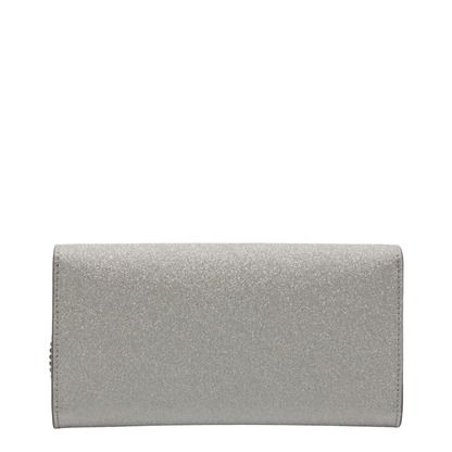 Emmie Small Fine Glitter Leather Clutch - Silver - Image 6