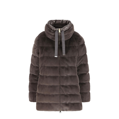 Faux Fur High Neck Down Jacket - Image 1