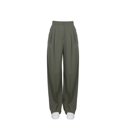 Wide Leg Trousers - Dark Green - Image 1