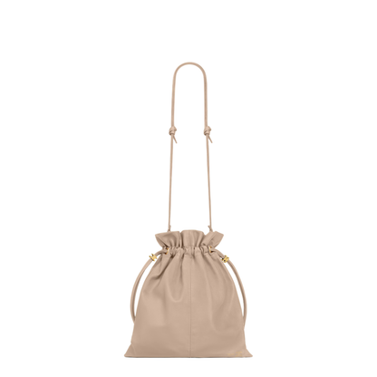 Crystal Pouch Small Leather Bucket Bag In Neutral - Image 4
