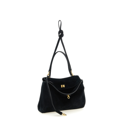 Rodeo Medium Suede & Smooth Calfskin Handbag - Black - Image 3