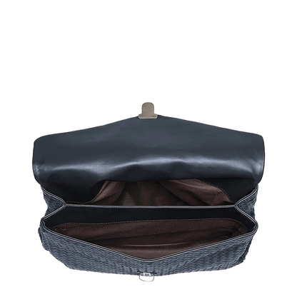 Intrecciato Leather Briefcase - Navy blue - Image 2