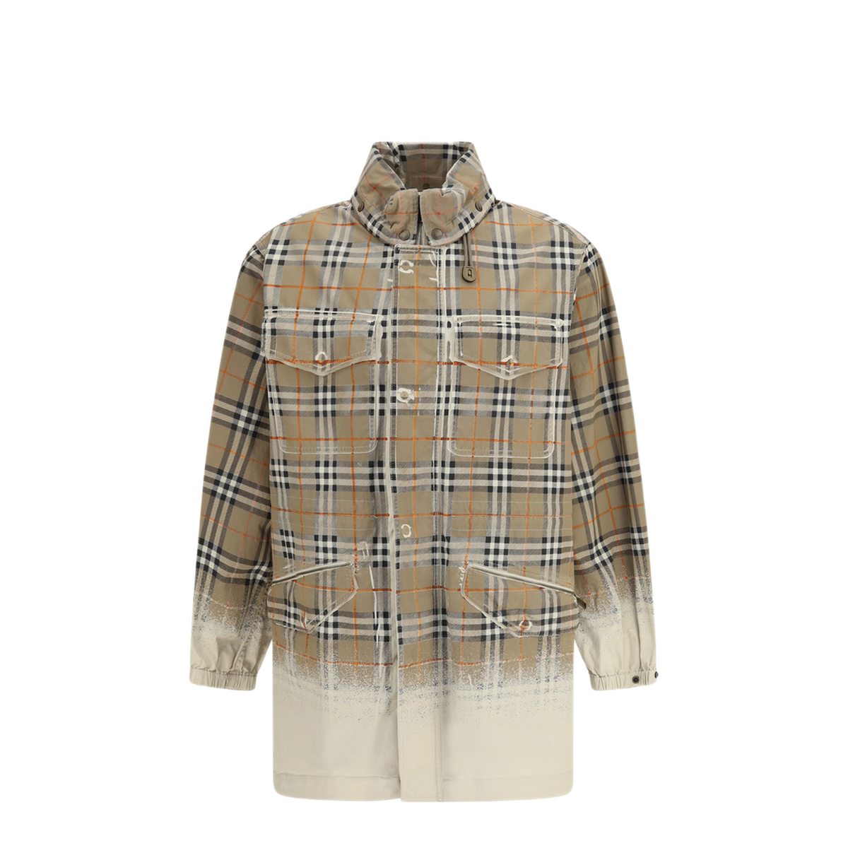 Gabardine Parka With Faded Check Print - Image 1