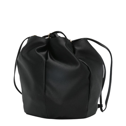 Mini Silk Viscose Bucket Bag - Black - Image 2