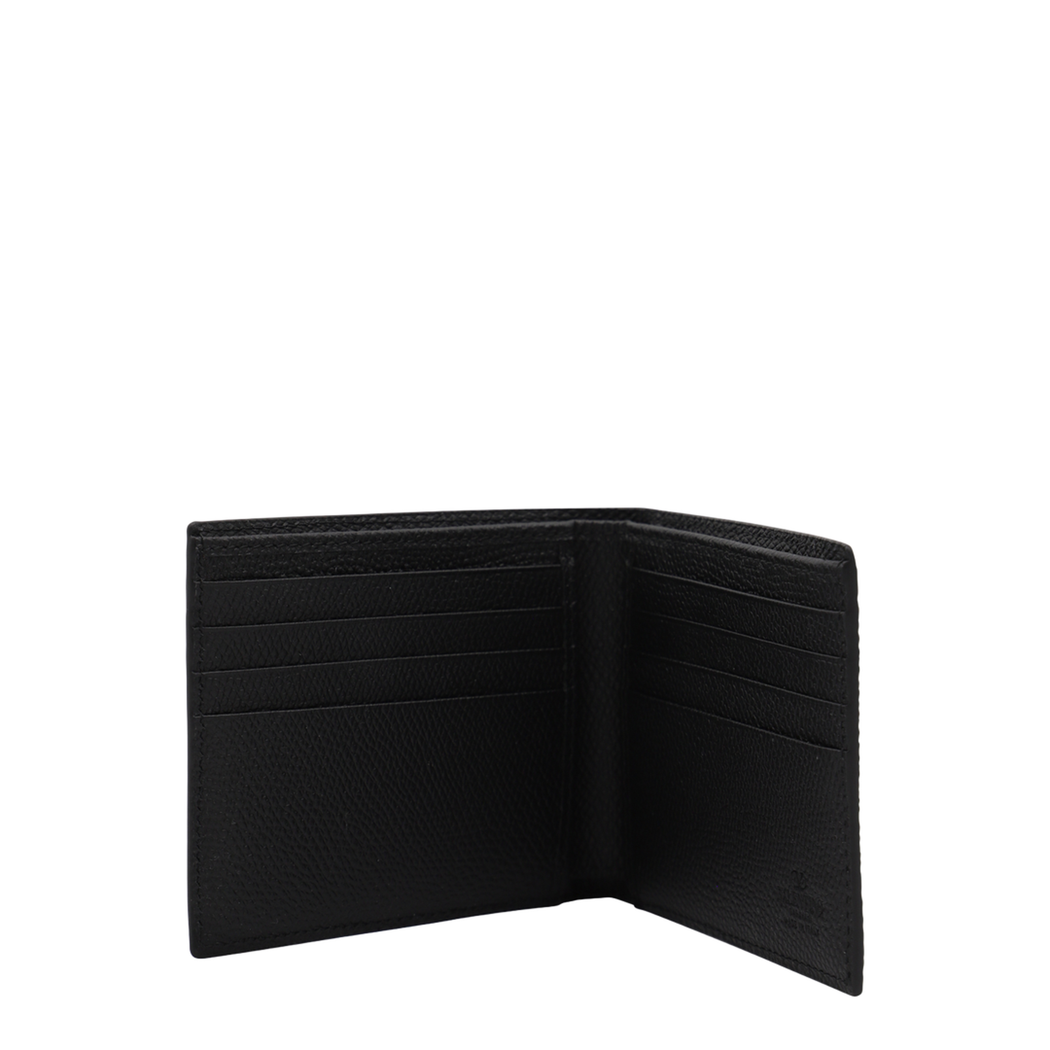 VLogo Signature Grainy Calfskin Bifold Wallet in Black - Image 4