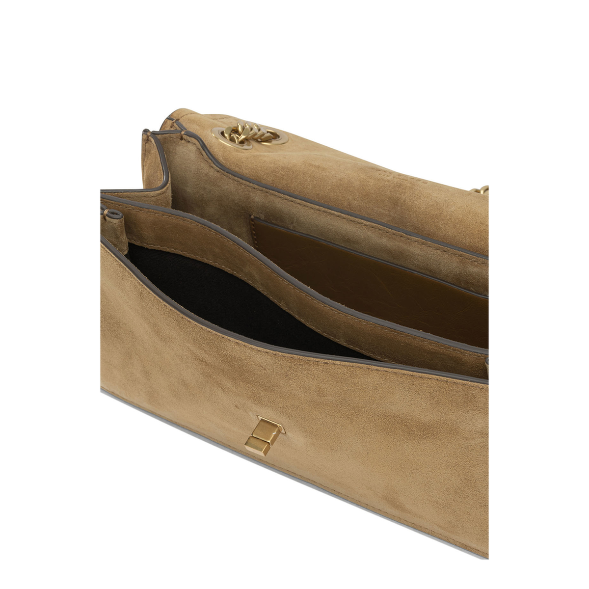 Kira Turnlock Suede Shoulder Bag - Toffee - Image 2