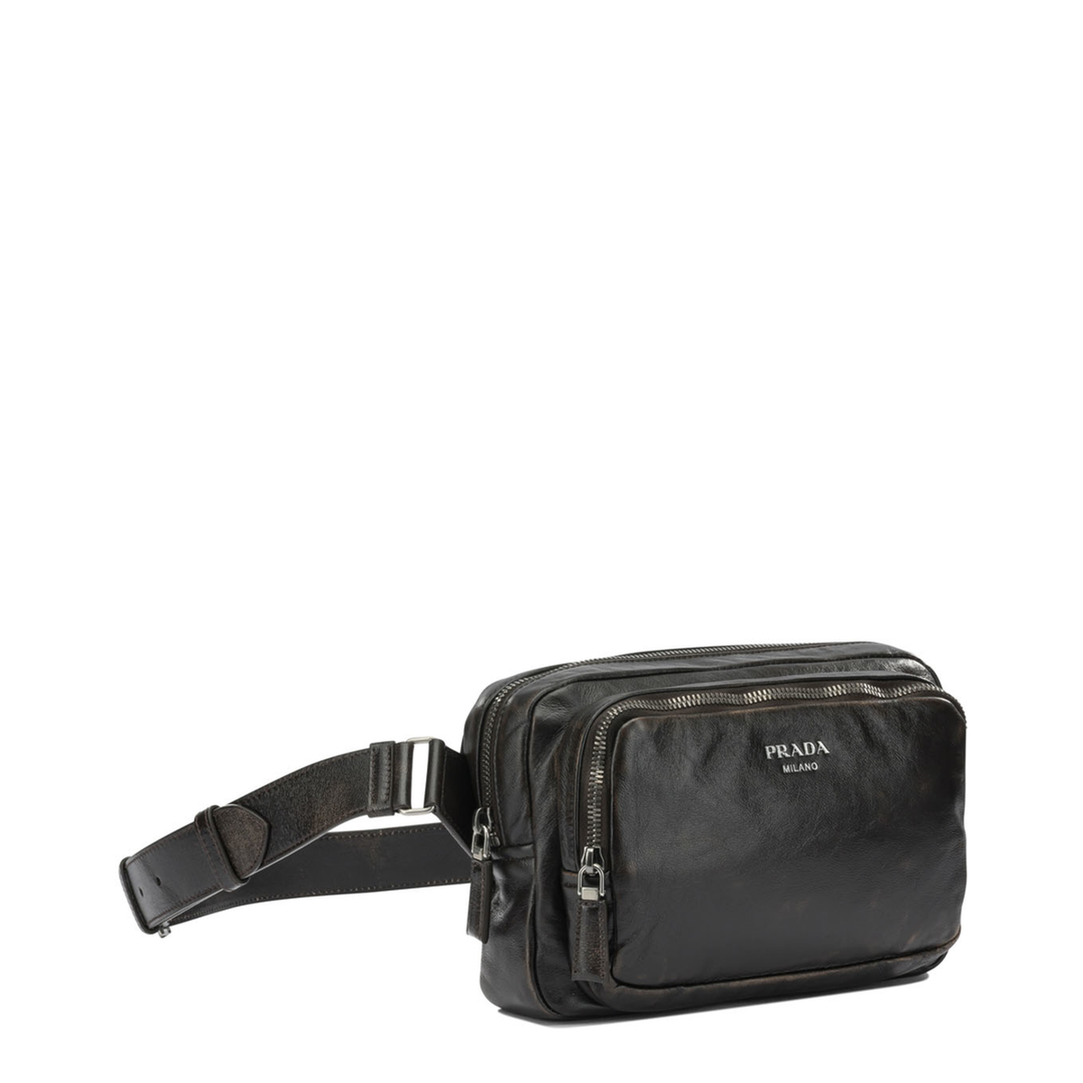 Distressed Nappa Leather Shoulder Bag - Dark Brown - Image 2