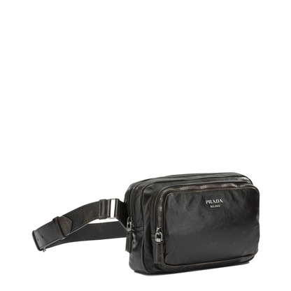 Distressed Nappa Leather Shoulder Bag - Dark Brown - Image 2