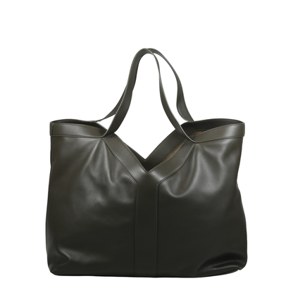 Y Large Smooth Leather Tote in Light Musk - Image 3