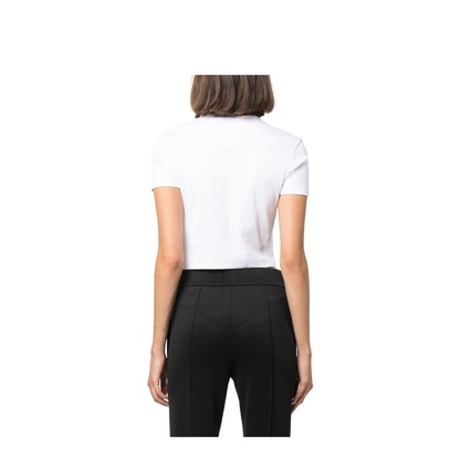 White Cropped T-Shirt with Logo - Image 2