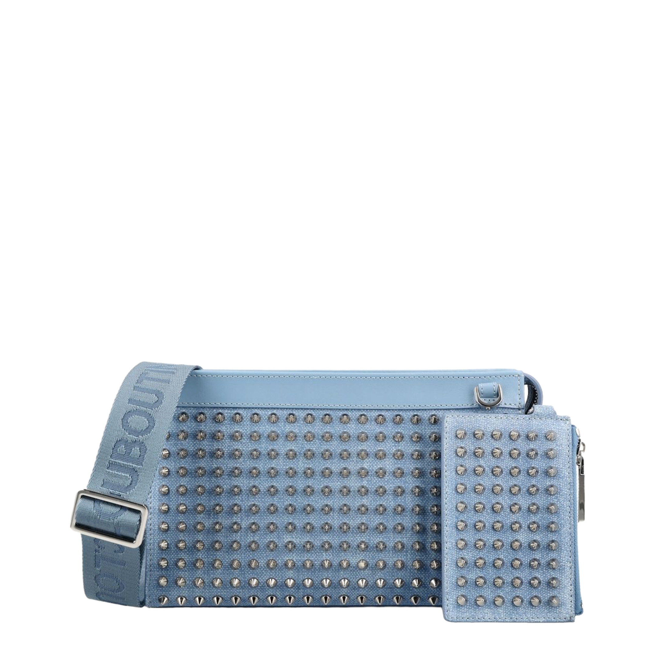 Funky Crosta Calf Leather Canvas Texture Crossbody - Ceruleo / Silver - Image 1