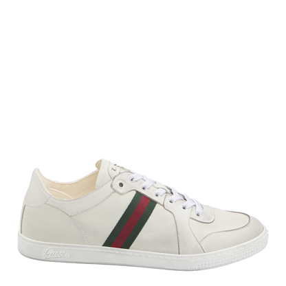 Stretch Low-Top Trainer in White Leather - Image 1