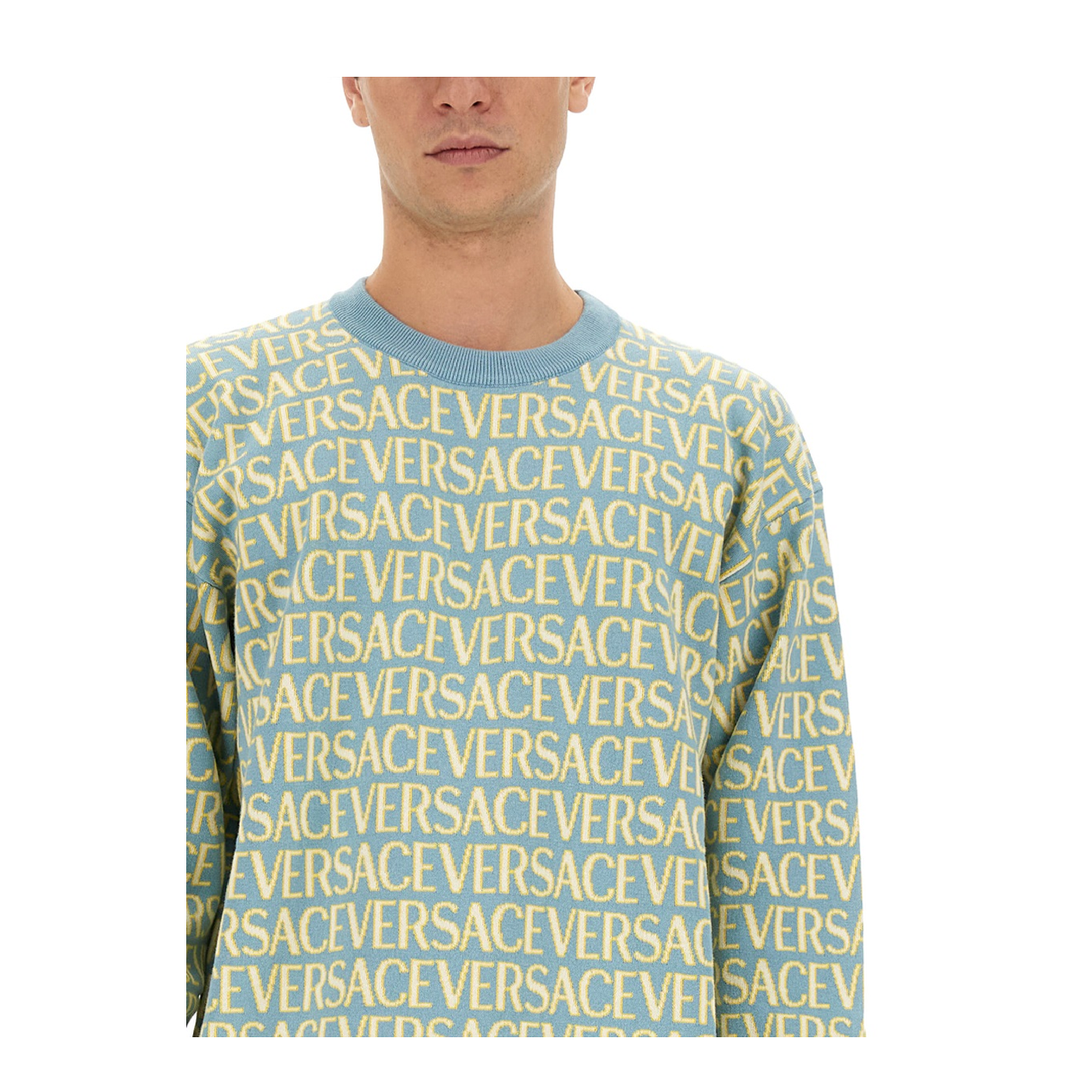 Cotton Crew Neck Sweater Blue - Image 4