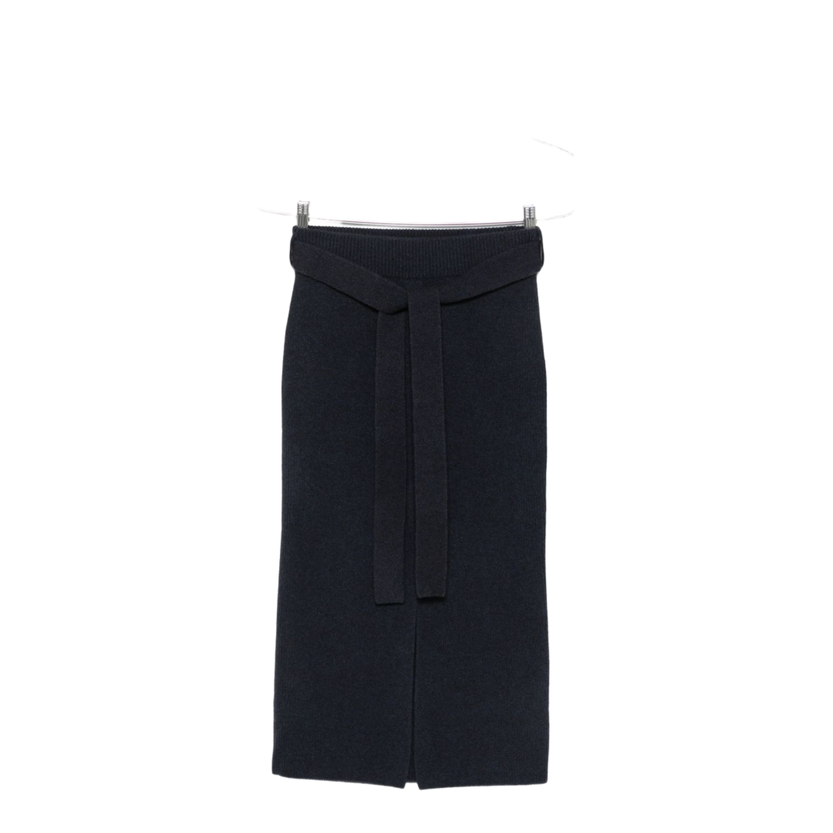 Wool Long Skirt with Slit and Belt - Image 1