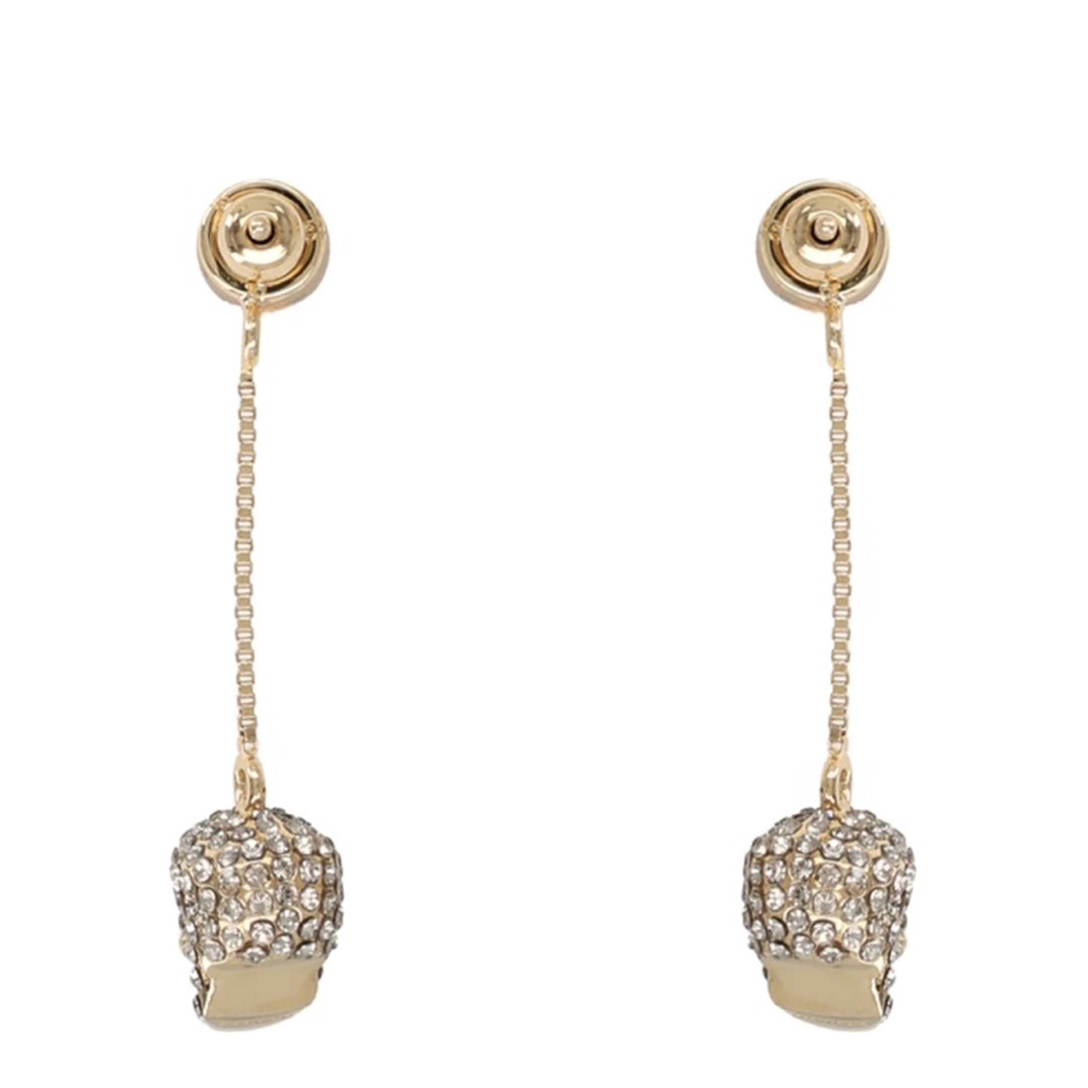 Pave Skull Chain Earrings In Gold-Finish - Image 2