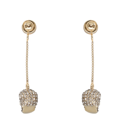 Pave Skull Chain Earrings In Gold-Finish - Image 2