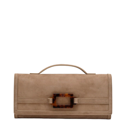 Belle Vivier Clutch Suede Brown - Image 1